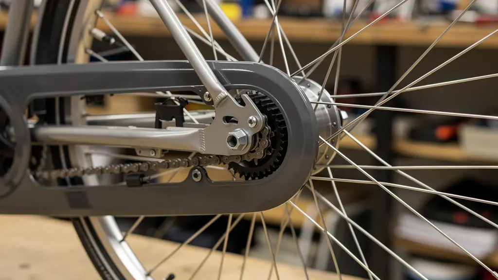 Détail technique moyeu à vitesses intégrées vélo hollandais